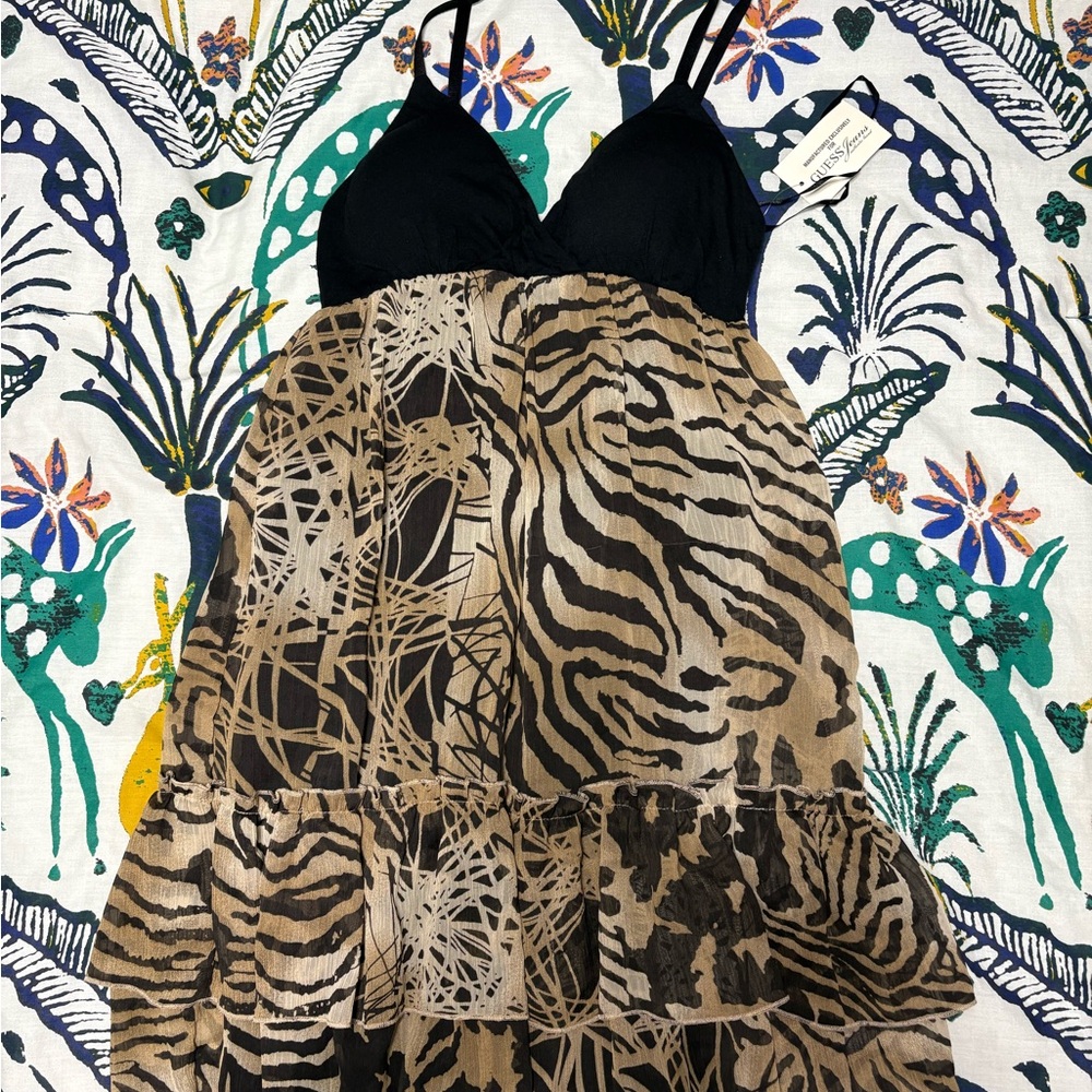 Animal Print Dress with Black Top